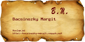 Bacsinszky Margit névjegykártya